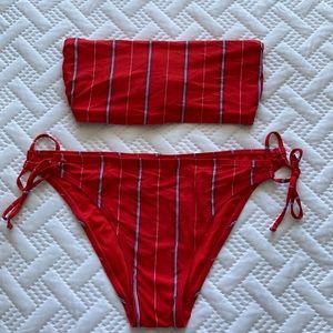 Red strapless bikini bikini